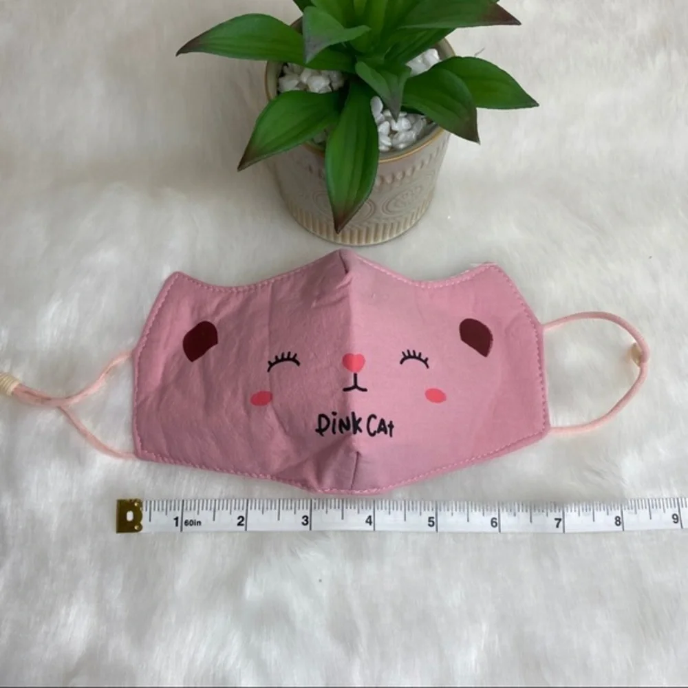 KIDS CUTE PINK CAT COTTON FACE MASK‎